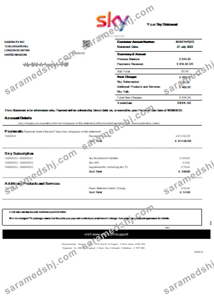 Sky utility business bill, SCR